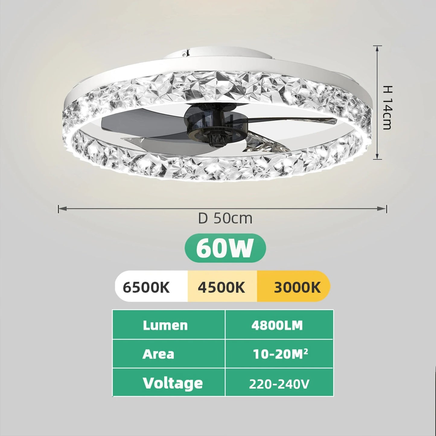 Low Noise Dimmable Ceiling Fan Lamp