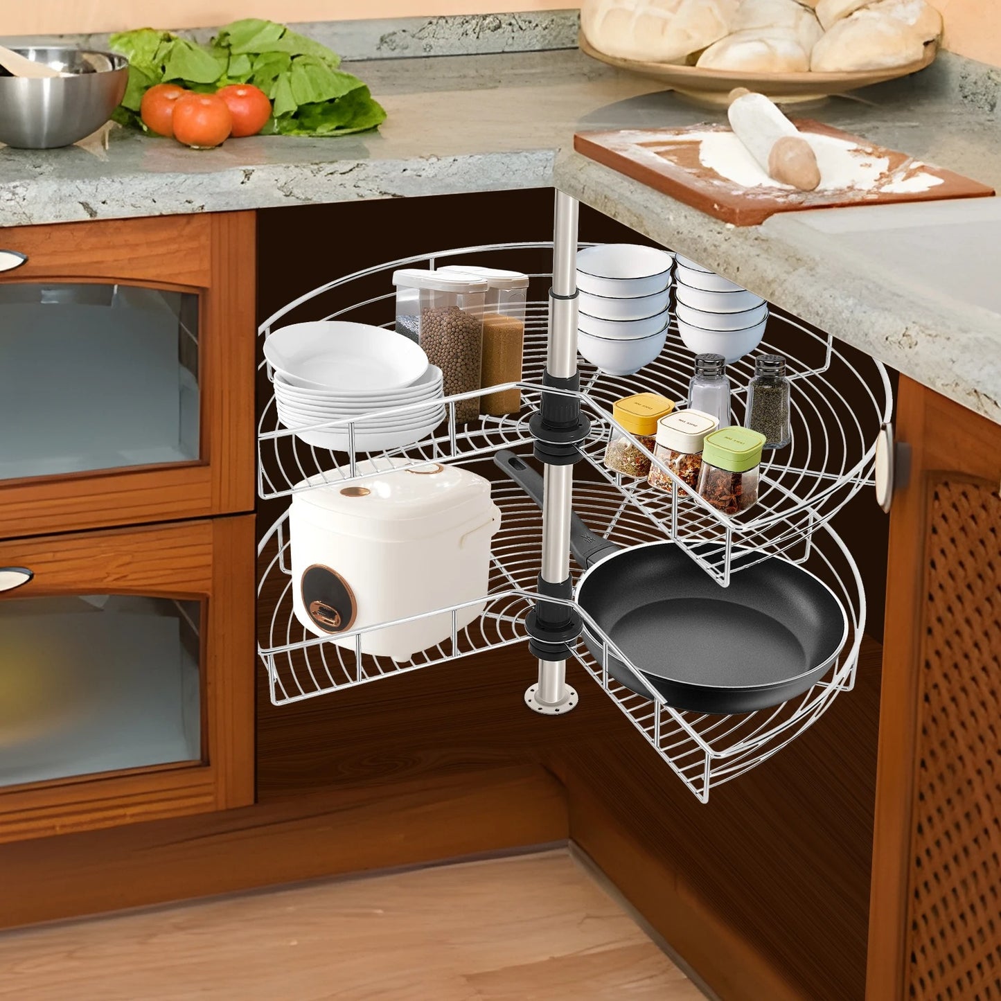 Rotating Corner Cabinet Organizer