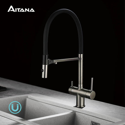 Gold Brass Kitchen Faucet with Filter