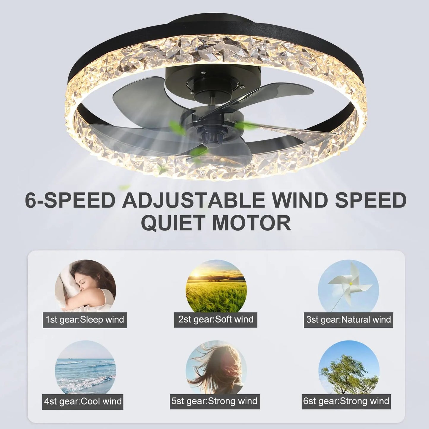 Low Noise Dimmable Ceiling Fan Lamp