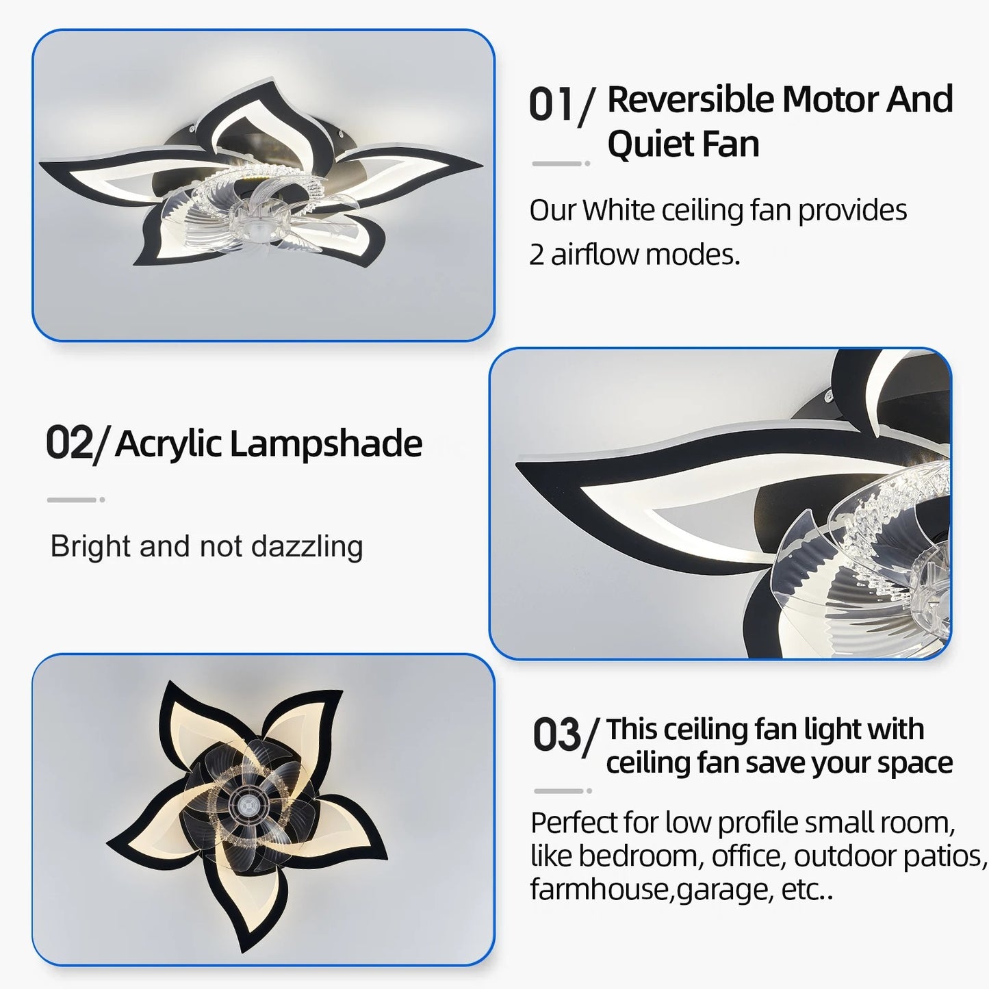 IRALAN LED Ceiling Fan Light