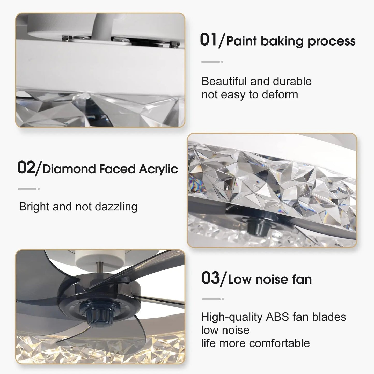 Low Noise Dimmable Ceiling Fan Lamp