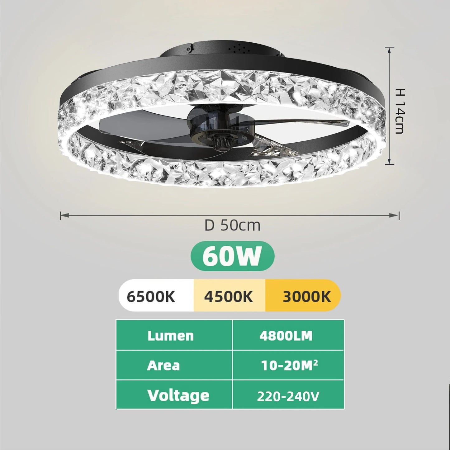 Low Noise Dimmable Ceiling Fan Lamp